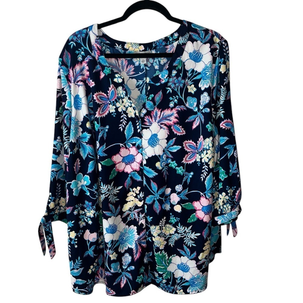 Catherines Navy Floral Blouse